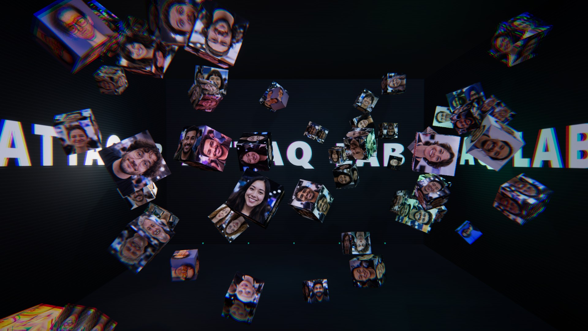 Crowdscape virtual space filled with participant portraits