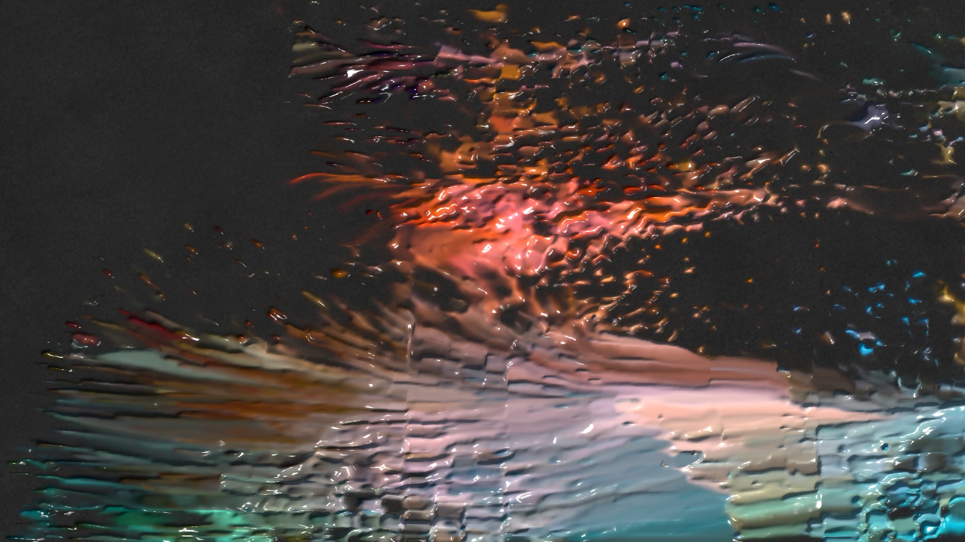 Warm fluid paint spreading across the digital canvas