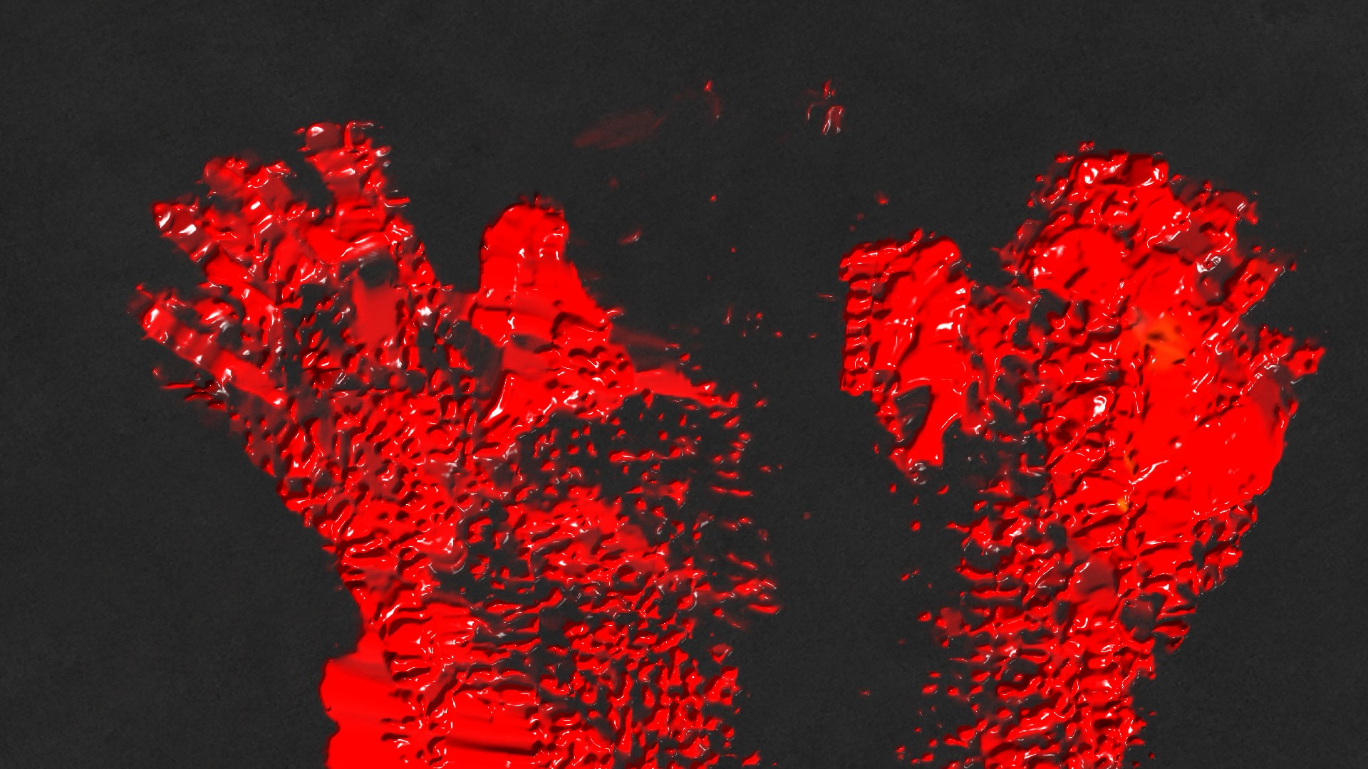 Red virtual paint tracing raised arms