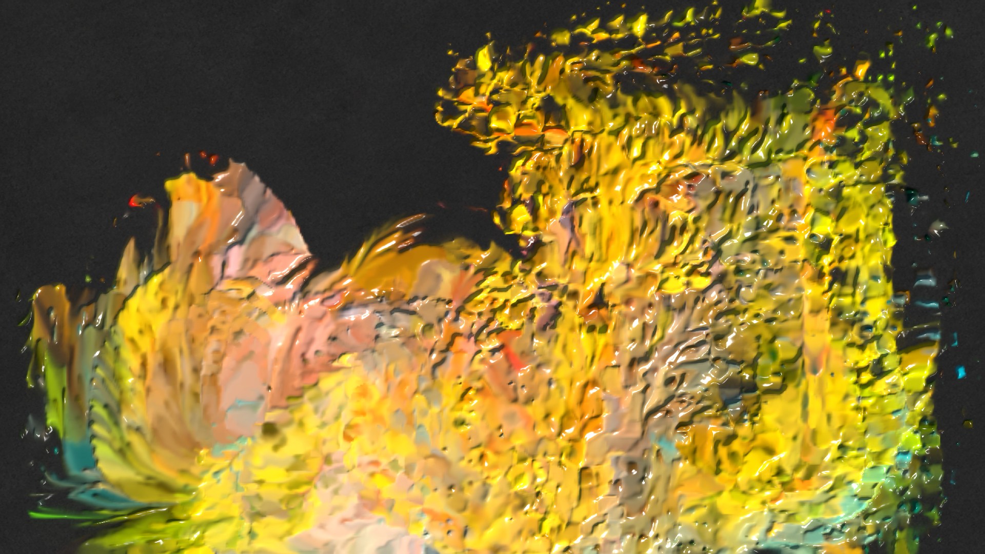 Yellow and peach virtual paint shaped by movement